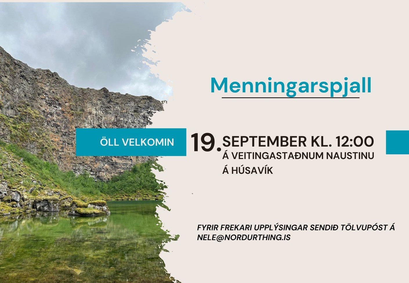 Menningarspjall á Naustinu 19. september